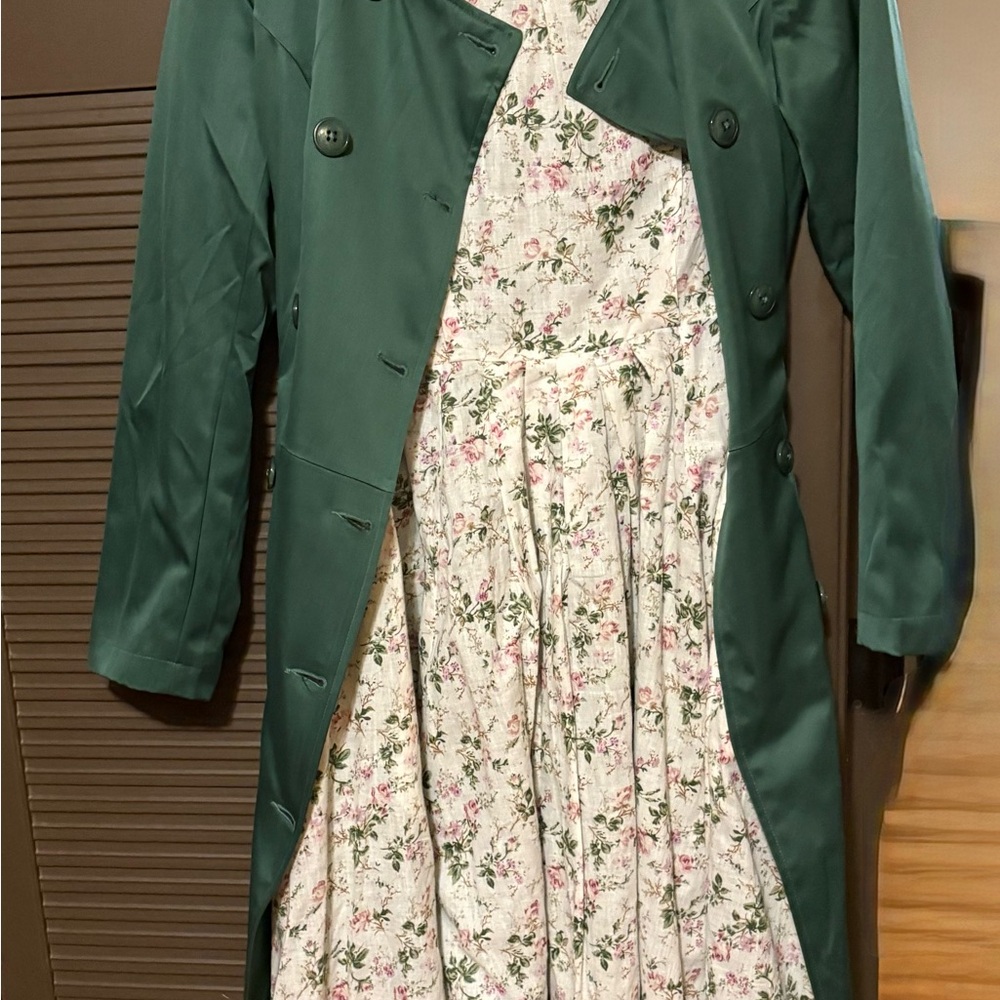 Collectif Forest Green Double-Breasted Long Sleeve Fit-and-Flare jacket - Picture 3 of 4
